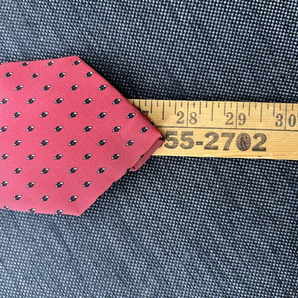 Yves Saint Laurent YSL Red Silk Tie Designer Geometric Luxury Skinny - Picture 6 of 6